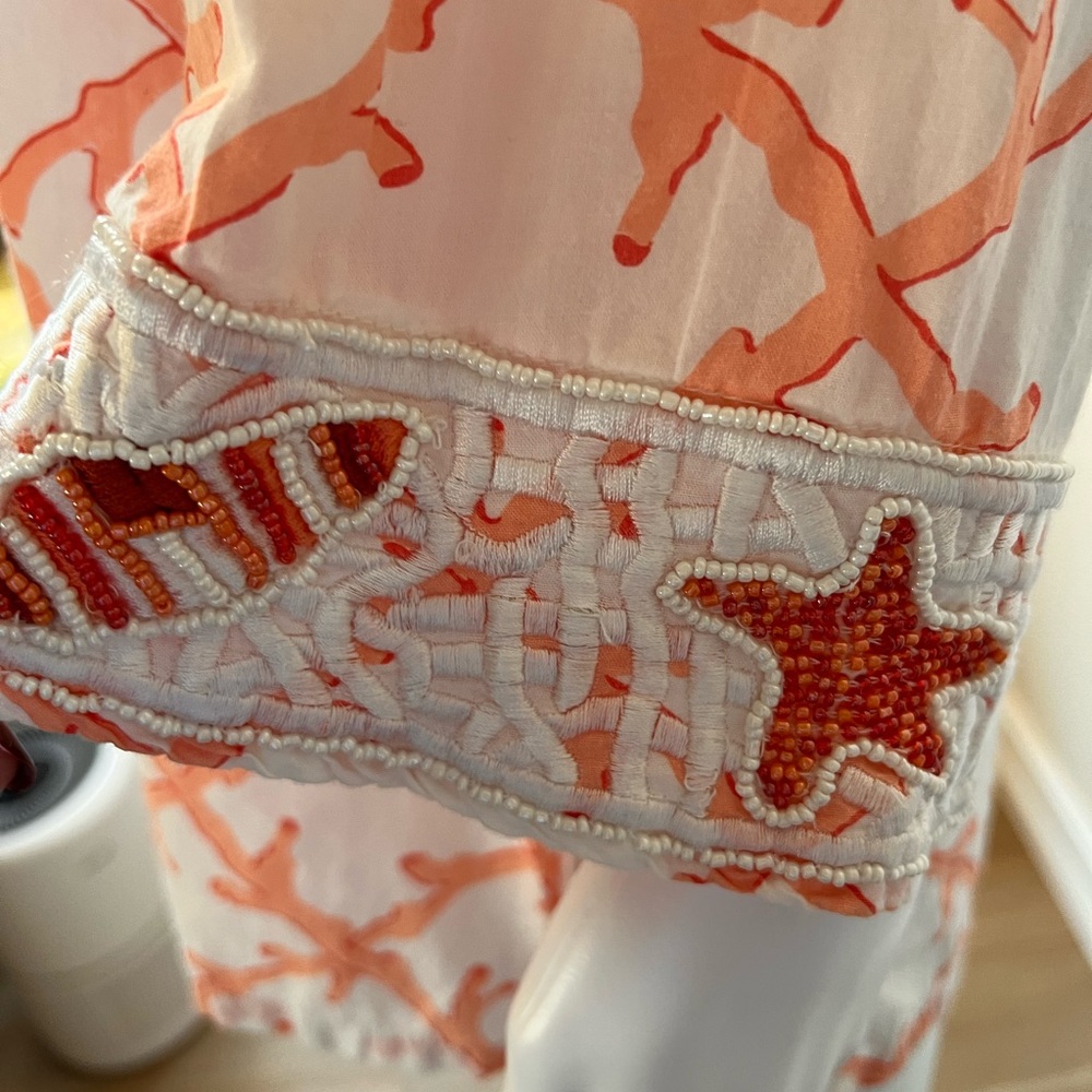 Barbar Gerwit Beaded Coral Starfish Print Tunic Size Large - Picture 6 of 8